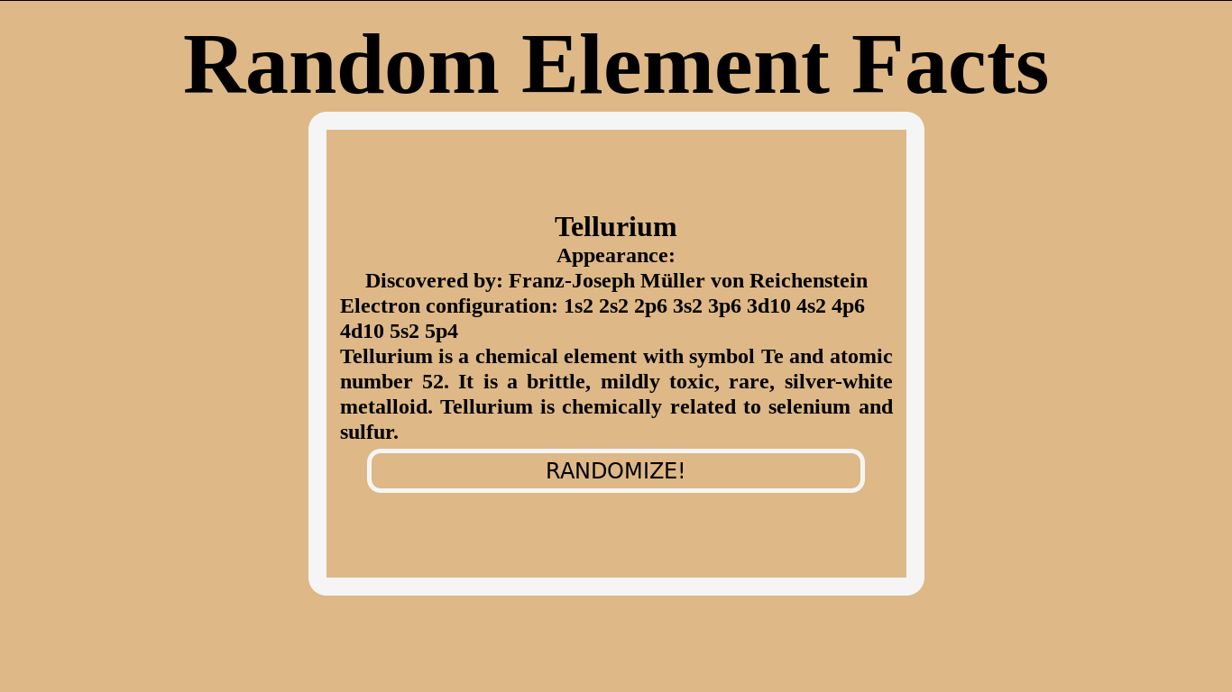 Random Facts about Elements